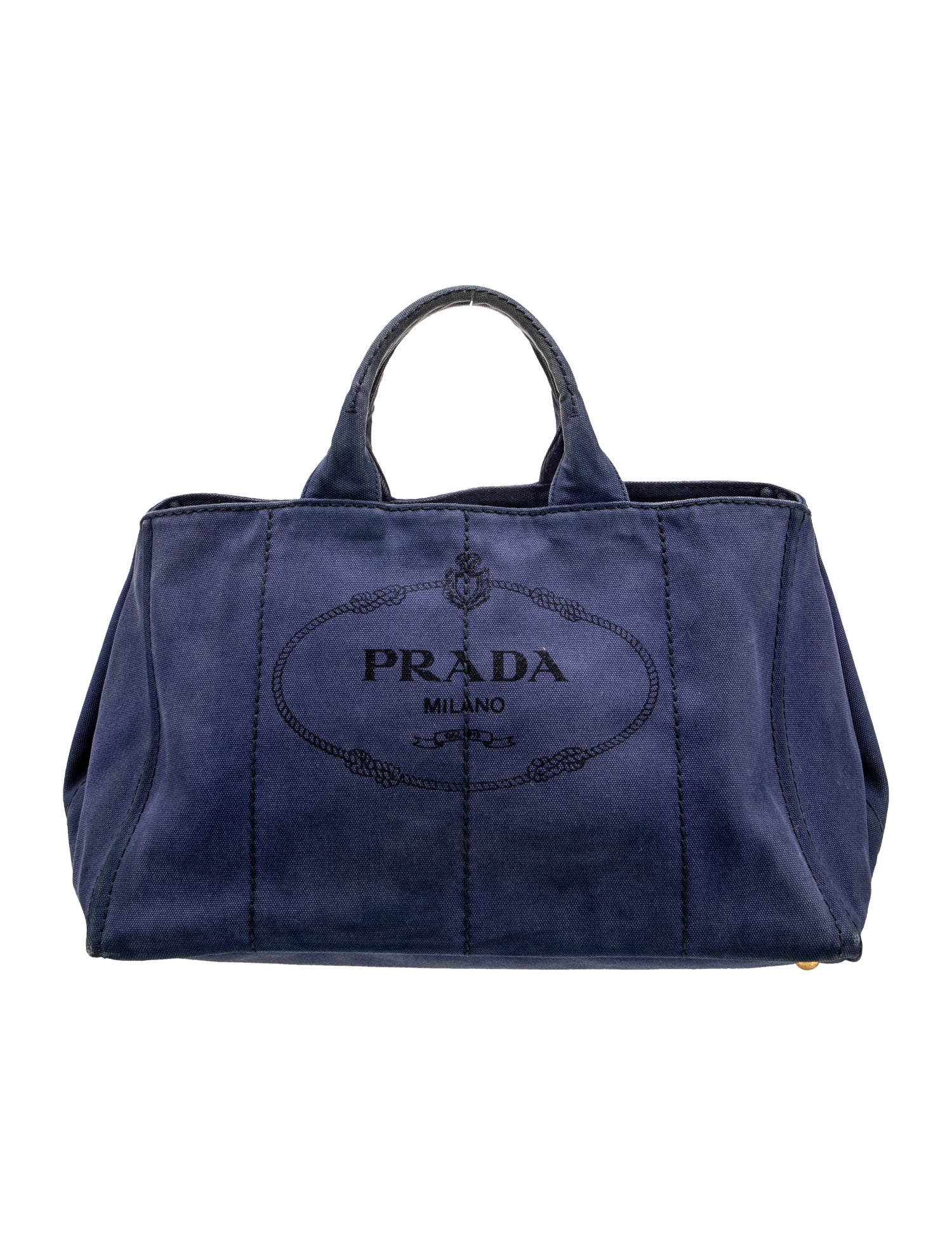 Prada Enameled Metal Triangle Weekender Bag