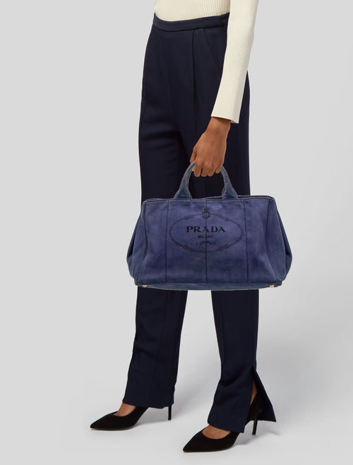 Prada Enameled Metal Triangle Weekender Bag