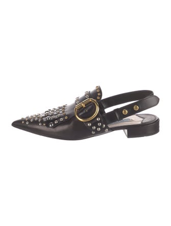 Prada Leather Studded Accents Slingback Flats