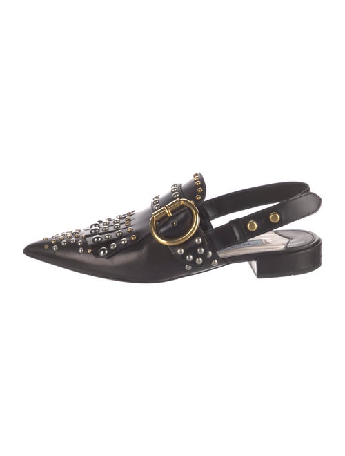 Prada Leather Studded Accents Slingback Flats