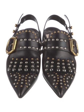 Prada Leather Studded Accents Slingback Flats