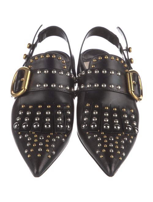 Prada Leather Studded Accents Slingback Flats