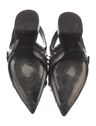 Prada Leather Studded Accents Slingback Flats