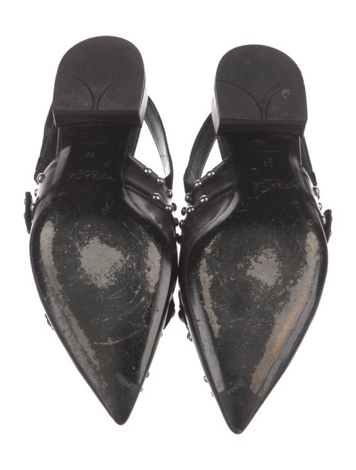 Prada Leather Studded Accents Slingback Flats