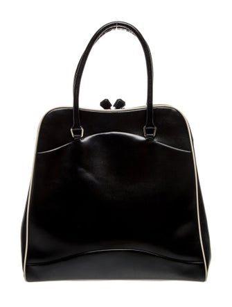 Prada Enameled Metal Triangle Top Handle Bag