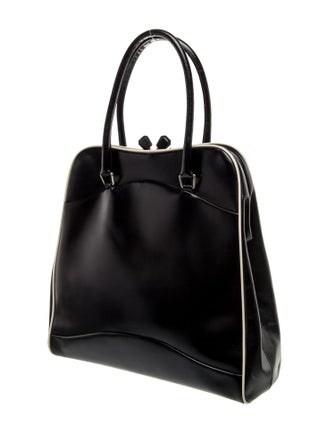 Prada Enameled Metal Triangle Top Handle Bag