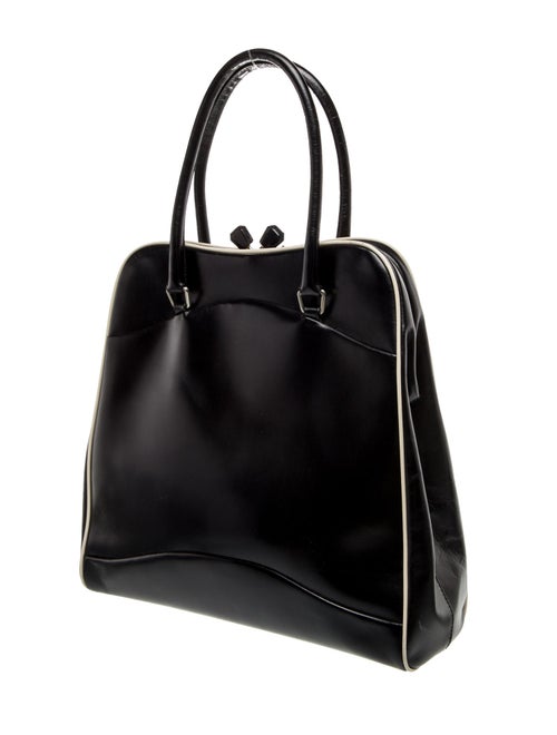 Prada Enameled Metal Triangle Top Handle Bag