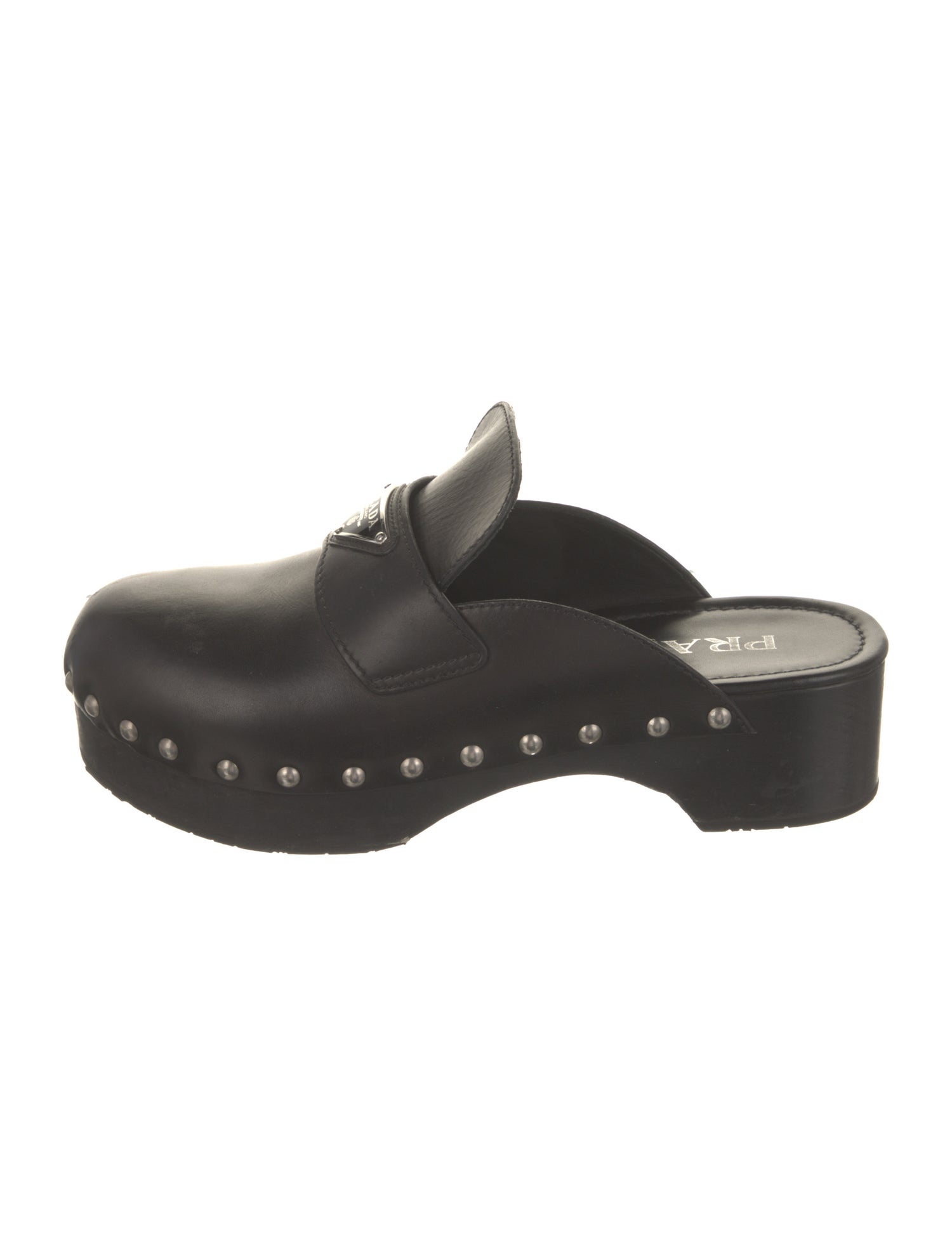 Prada Leather Studded Accents Mules