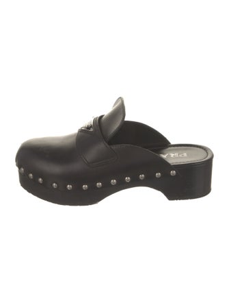 Prada Leather Studded Accents Mules