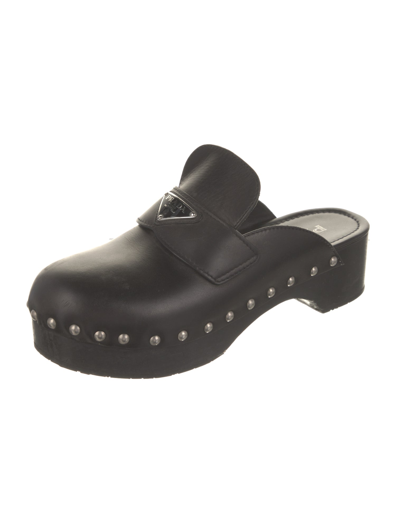 Prada Leather Studded Accents Mules