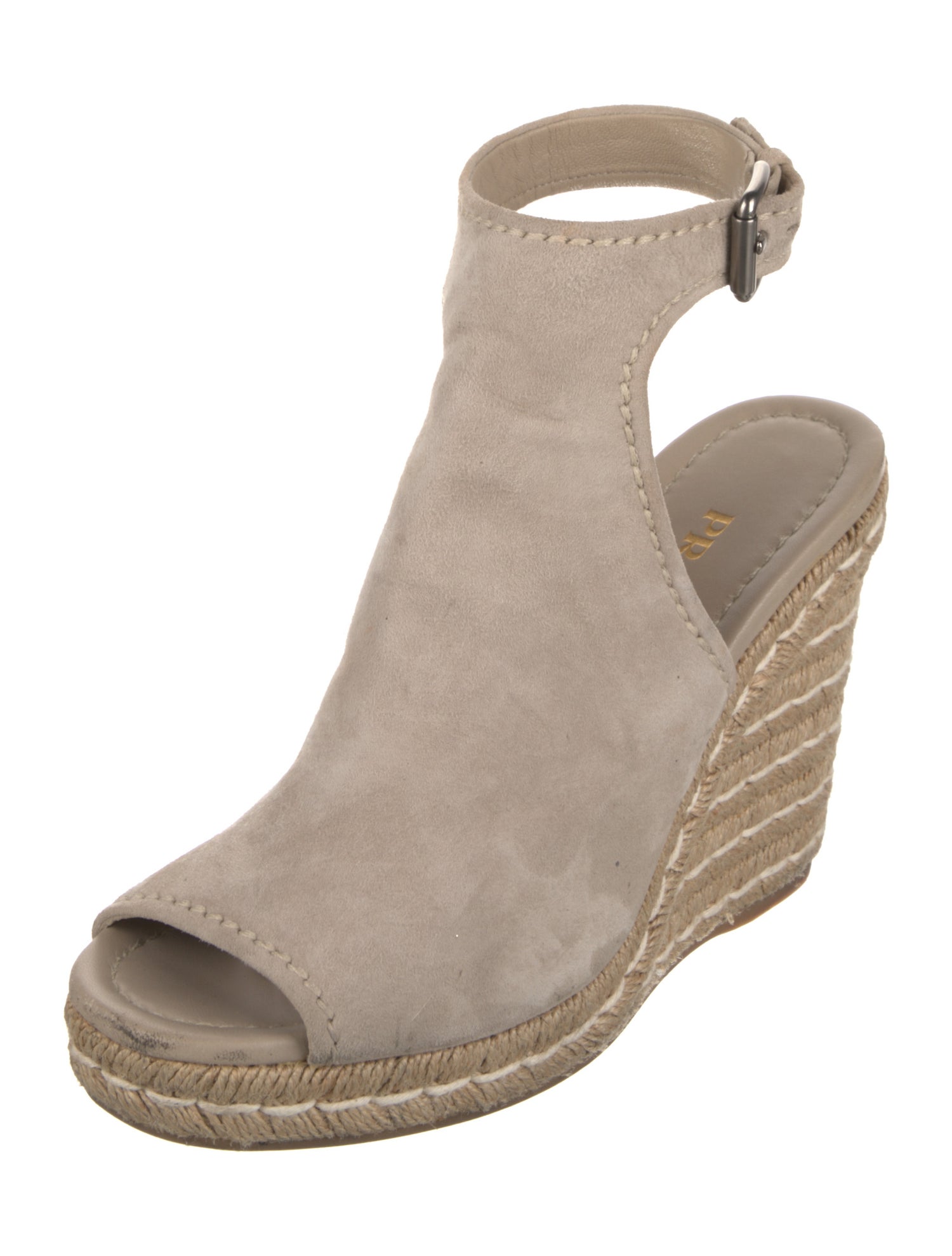 Prada Suede Leather Trim Embellishment Slingback Pumps