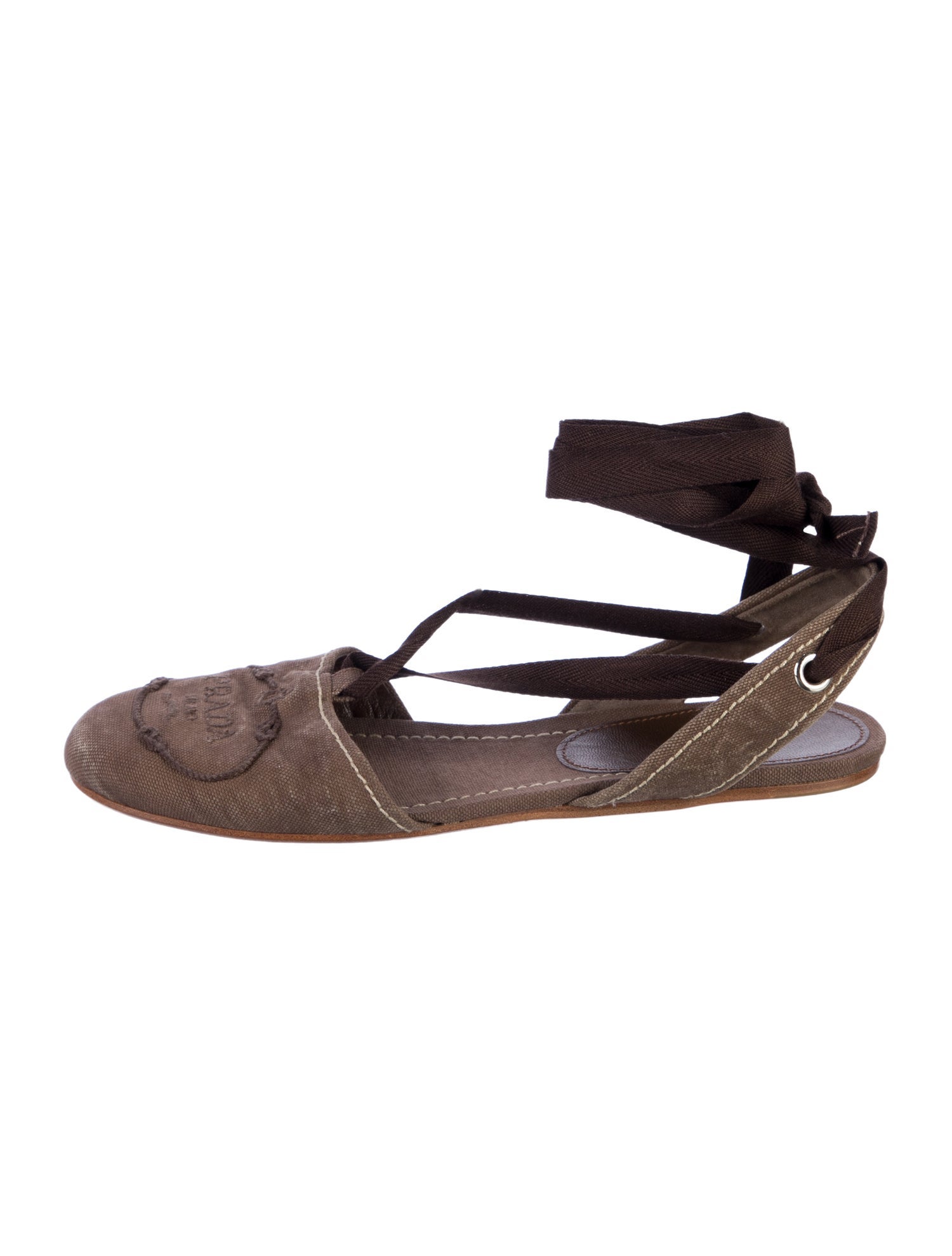 Prada Canvas Printed Slingback Flats