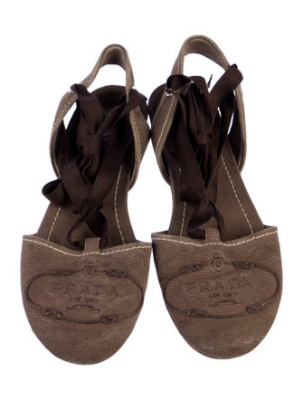 Prada Canvas Printed Slingback Flats