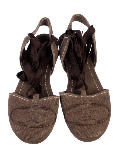 Prada Canvas Printed Slingback Flats