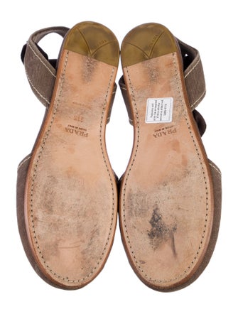 Prada Canvas Printed Slingback Flats