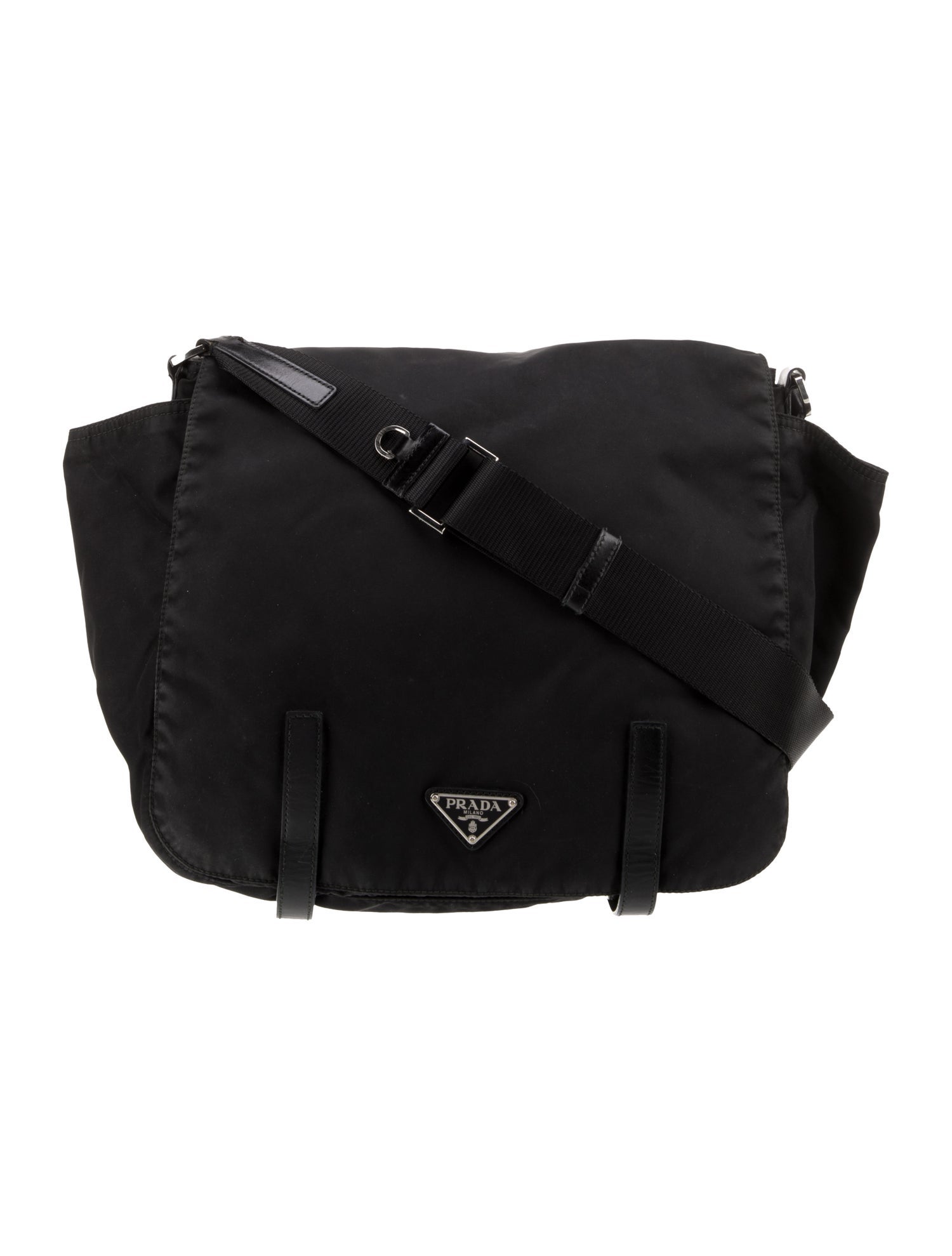 Prada Enameled Metal Triangle Messenger Bag