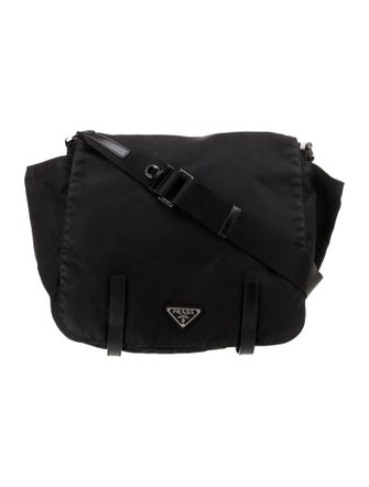 Prada Enameled Metal Triangle Messenger Bag