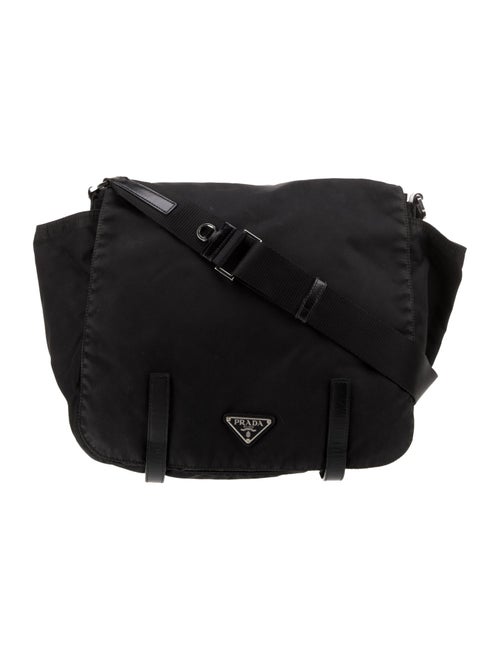 Prada Enameled Metal Triangle Messenger Bag
