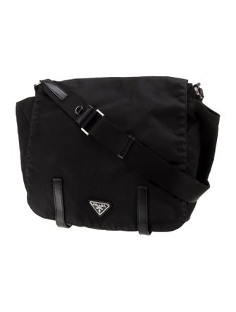 Prada Enameled Metal Triangle Messenger Bag