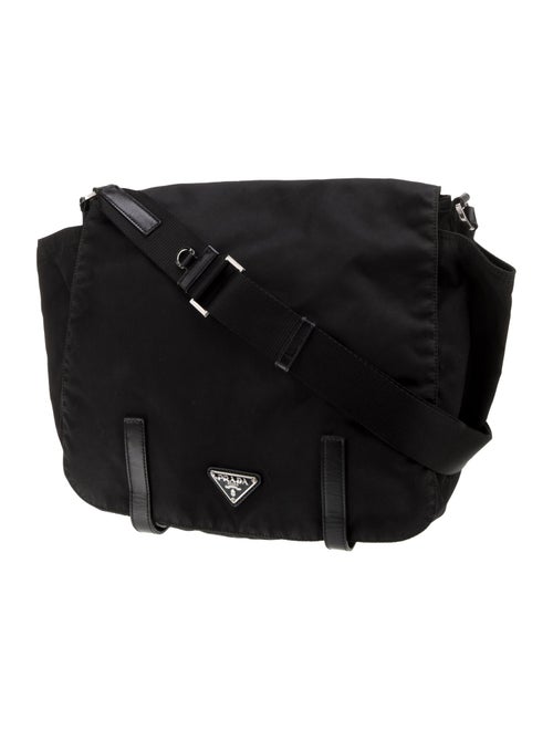 Prada Enameled Metal Triangle Messenger Bag