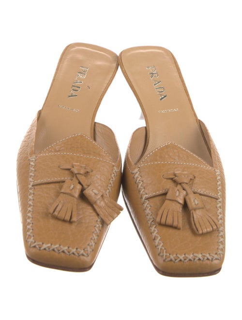 Prada Leather Tassel Accents Mules