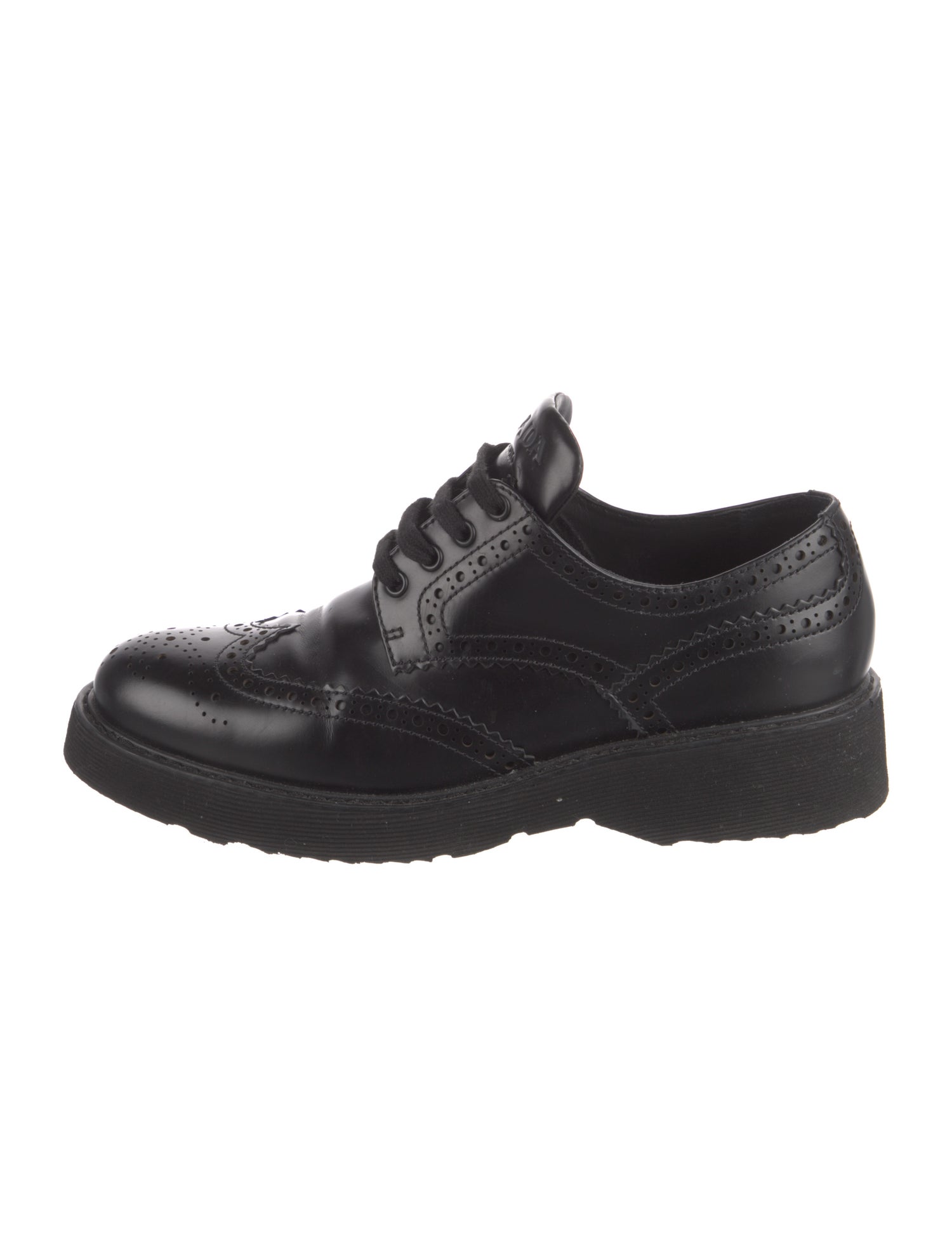 Prada Leather Scalloped Accent Oxfords