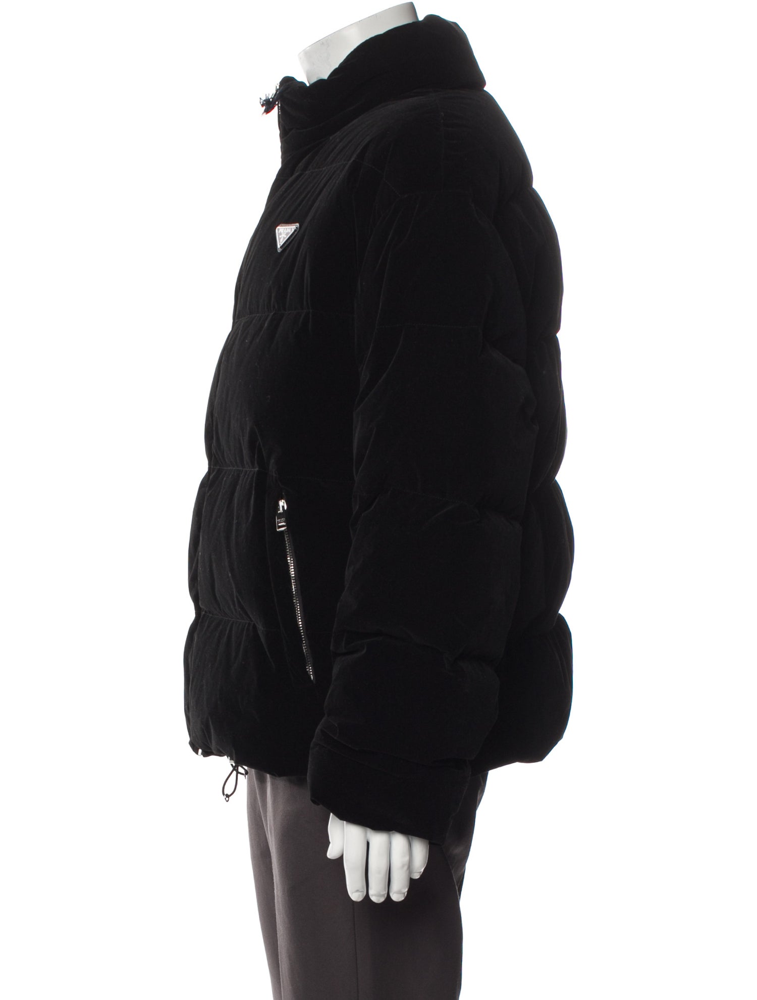 Prada 2023 Enameled Metal Triangle Puffer Coat w/ Tags