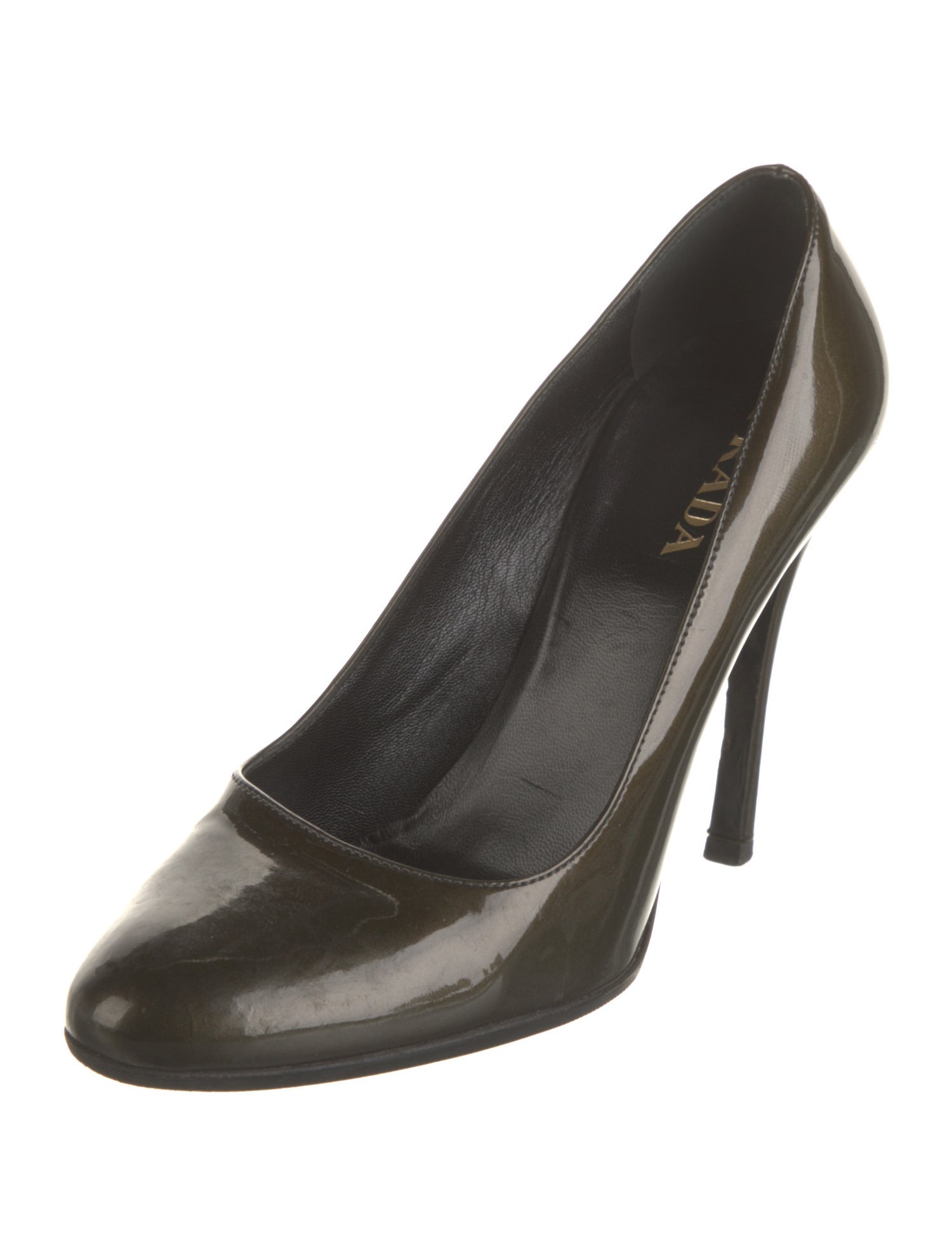 Prada Patent Leather Leather Trim Embellishment Pumps