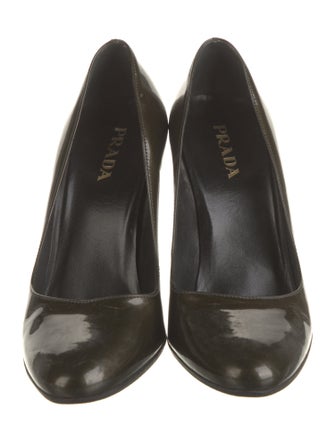 Prada Patent Leather Leather Trim Embellishment Pumps