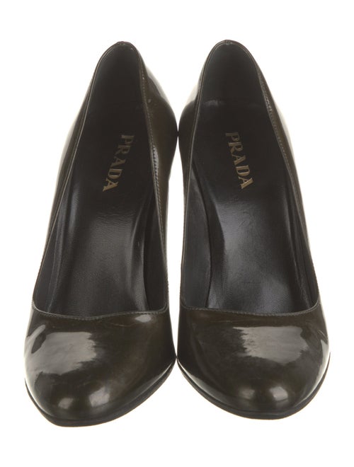 Prada Patent Leather Leather Trim Embellishment Pumps