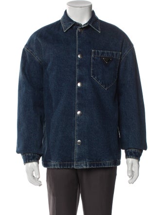 Prada 2022 Enameled Metal Triangle Denim Jacket