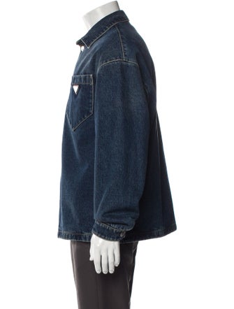 Prada 2022 Enameled Metal Triangle Denim Jacket