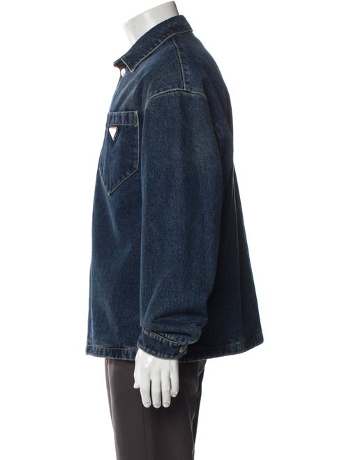 Prada 2022 Enameled Metal Triangle Denim Jacket