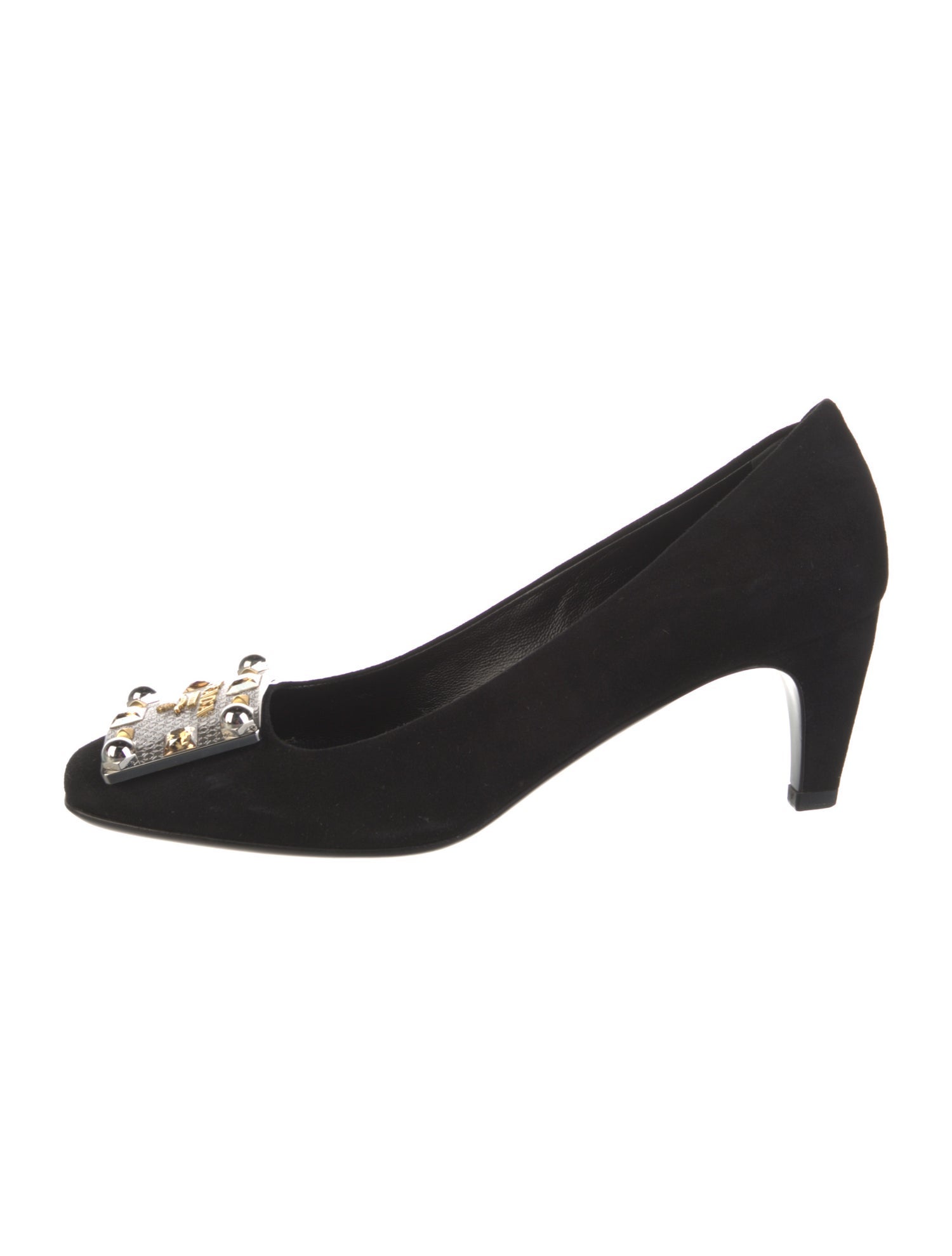 Prada Suede Crystal Embellishments Pumps