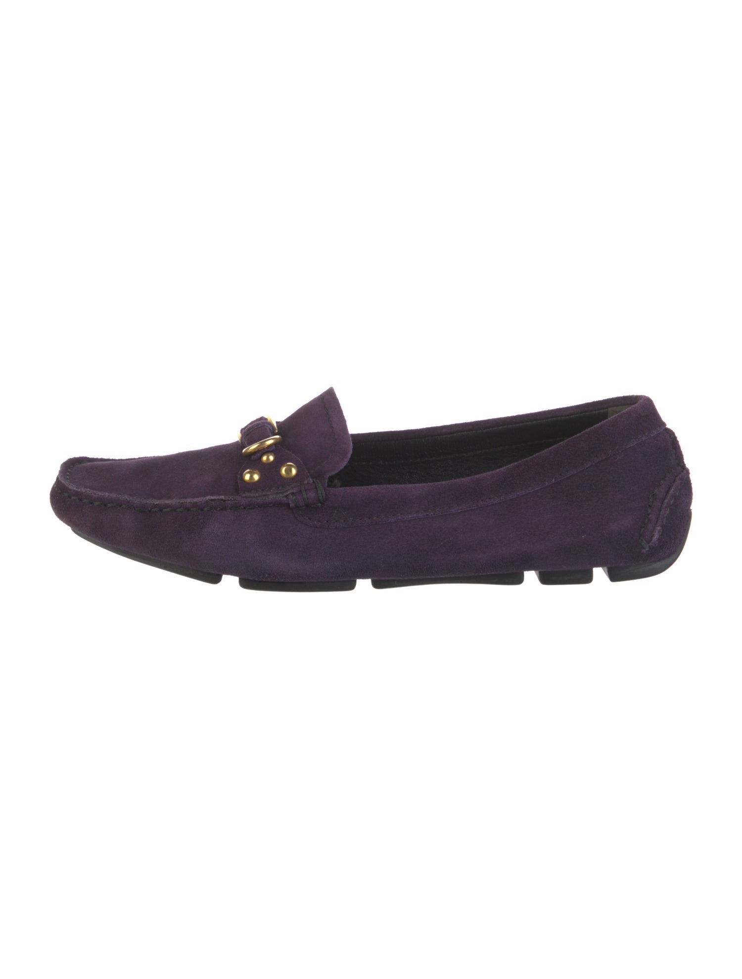 Prada Suede Studded Accents Loafers