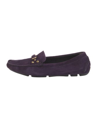 Prada Suede Studded Accents Loafers