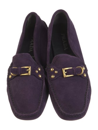 Prada Suede Studded Accents Loafers