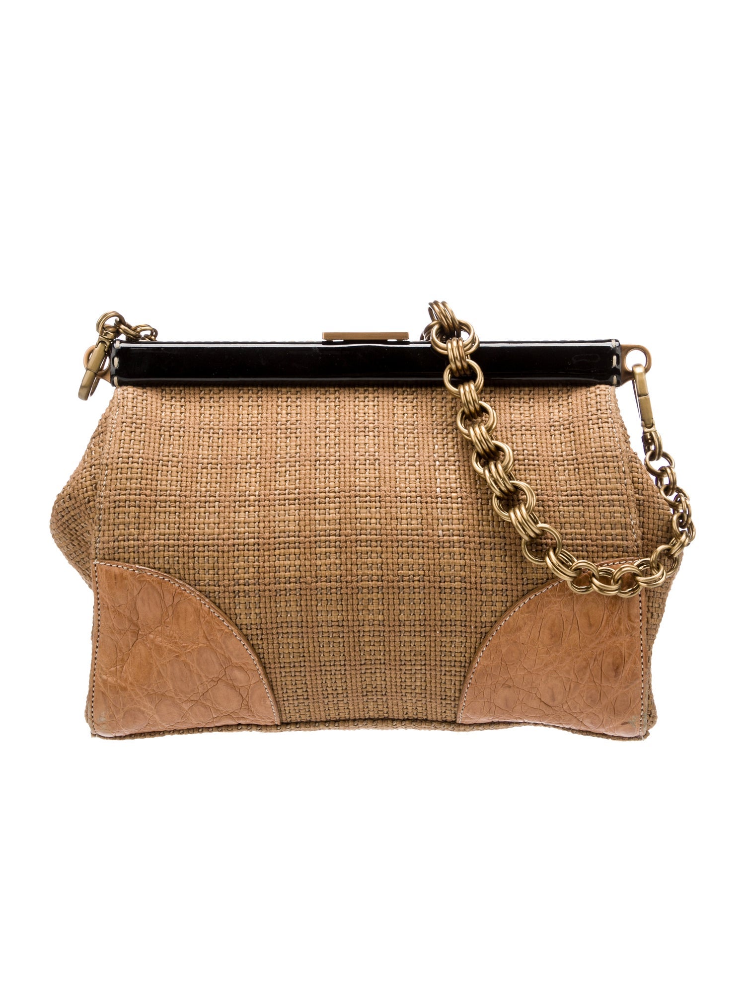 Prada Enameled Metal Triangle Paglia