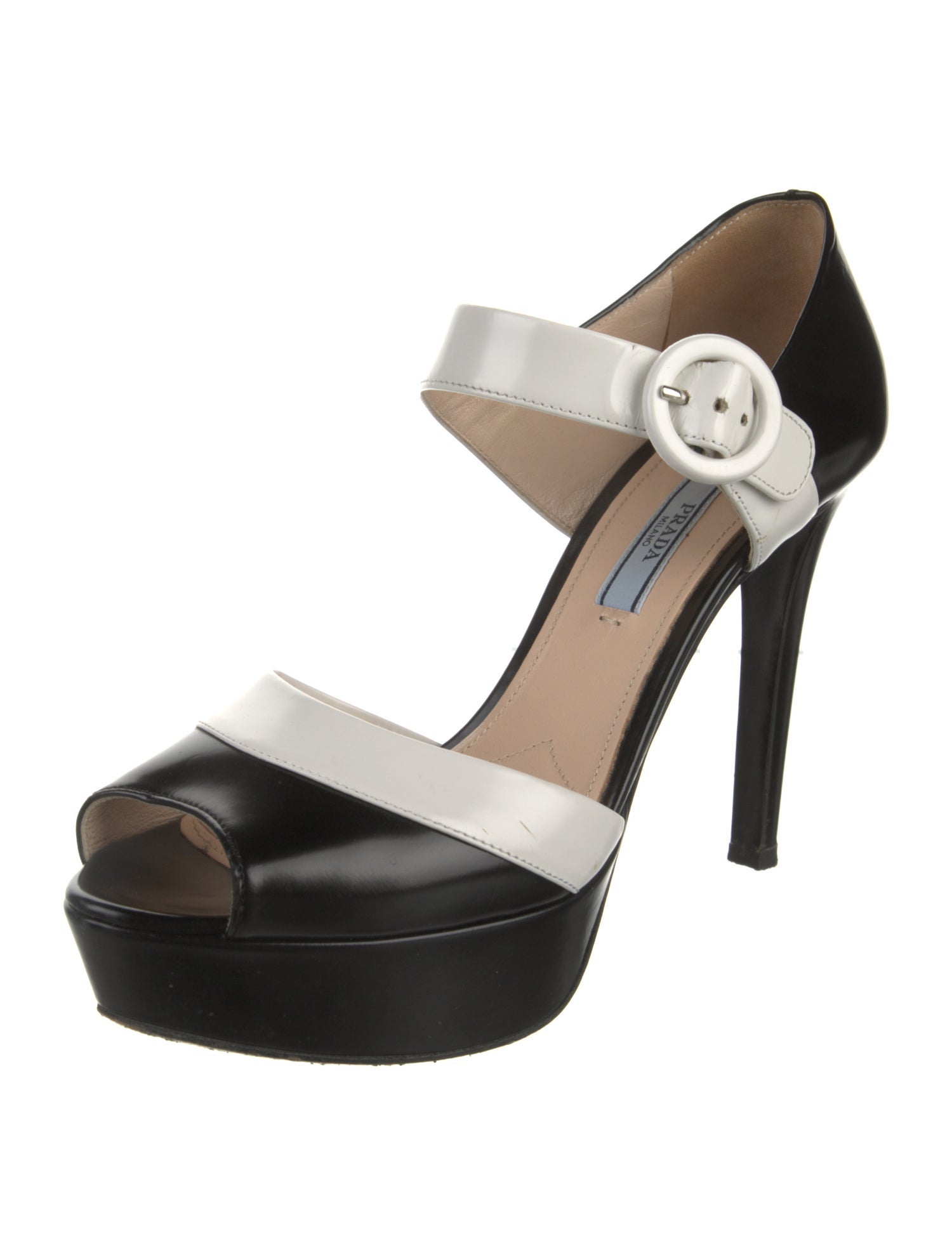 Prada Leather Colorblock Pattern D'Orsay Pumps