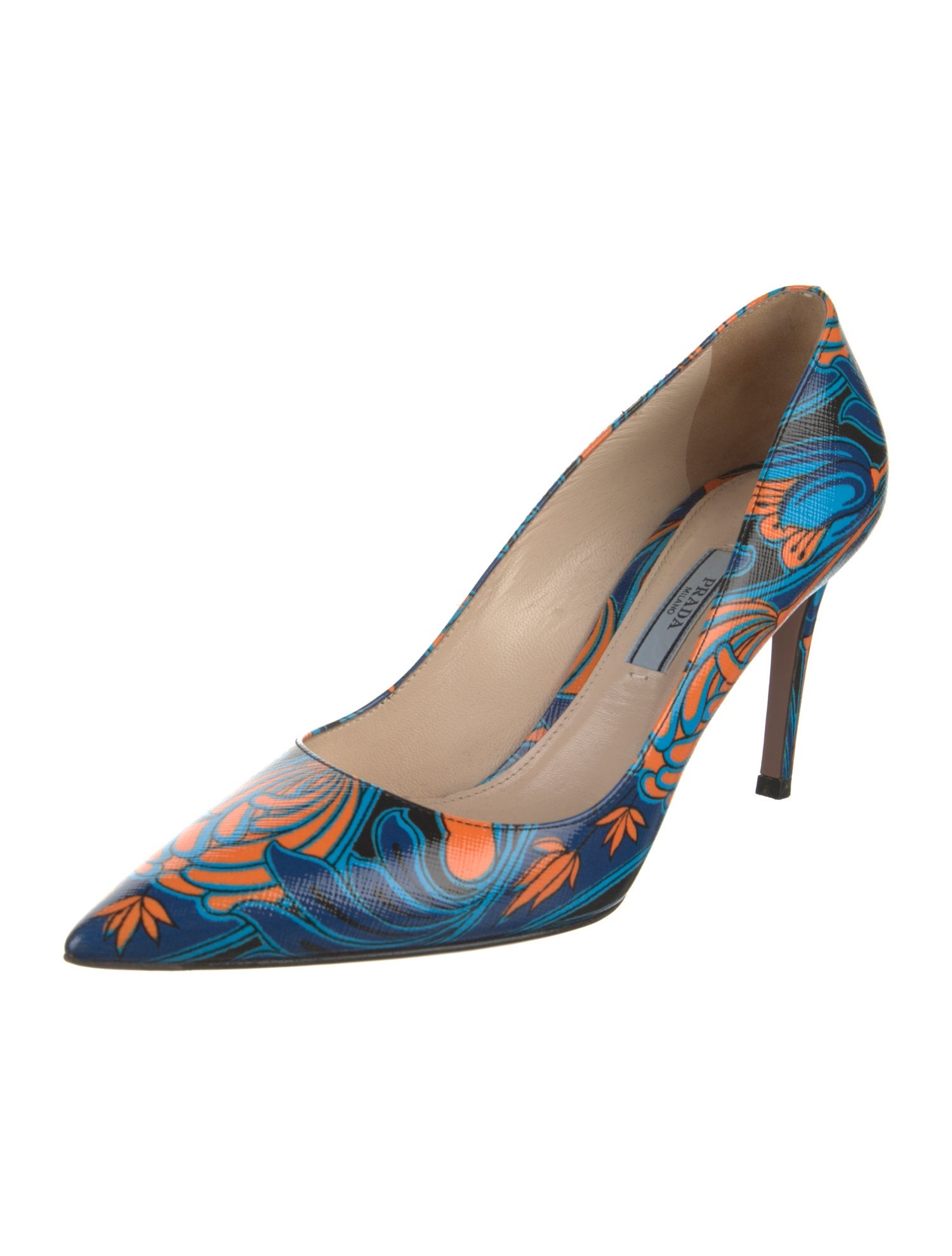 Prada Leather Printed Pumps
