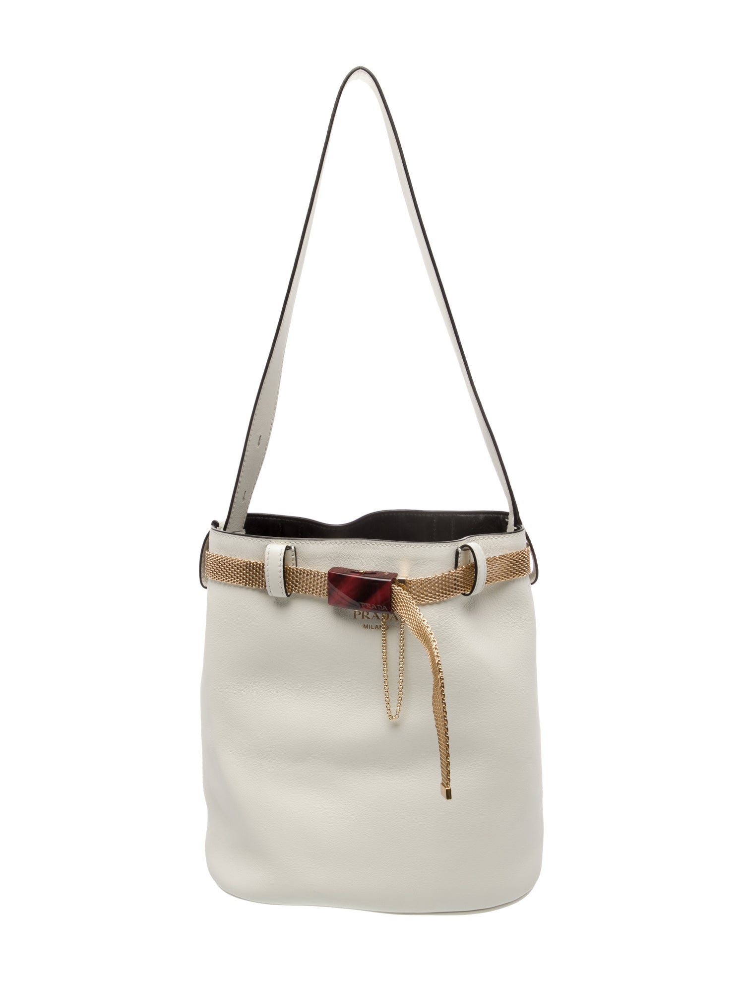 Prada Leather Buckle Bag w/Jeweled Belt 2024