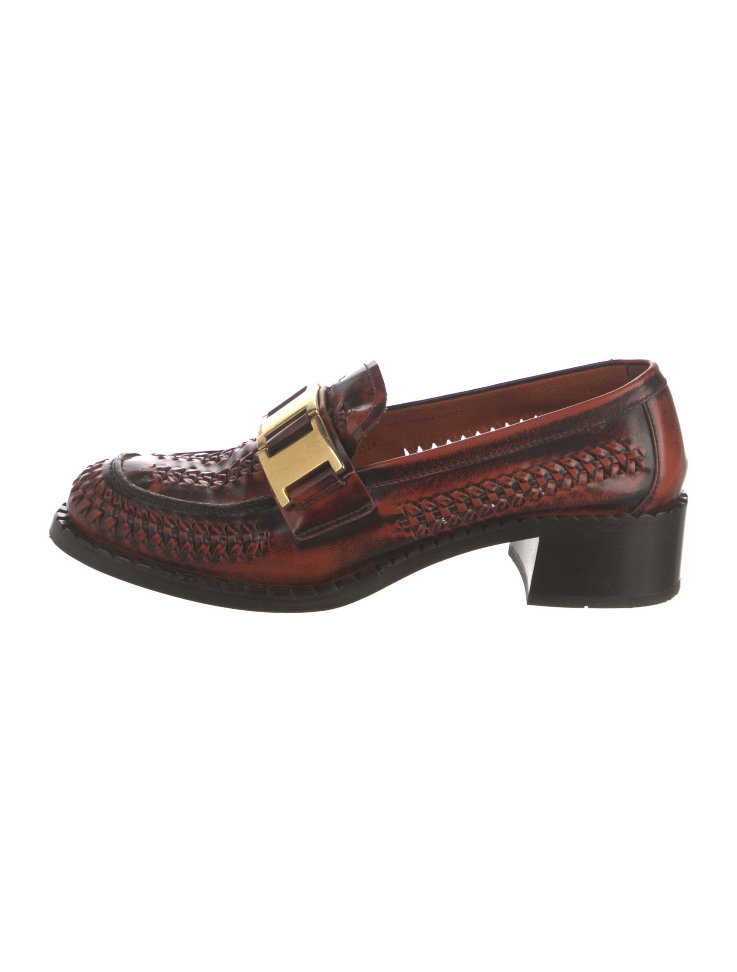 Prada Patent Leather Braided Accents Loafers