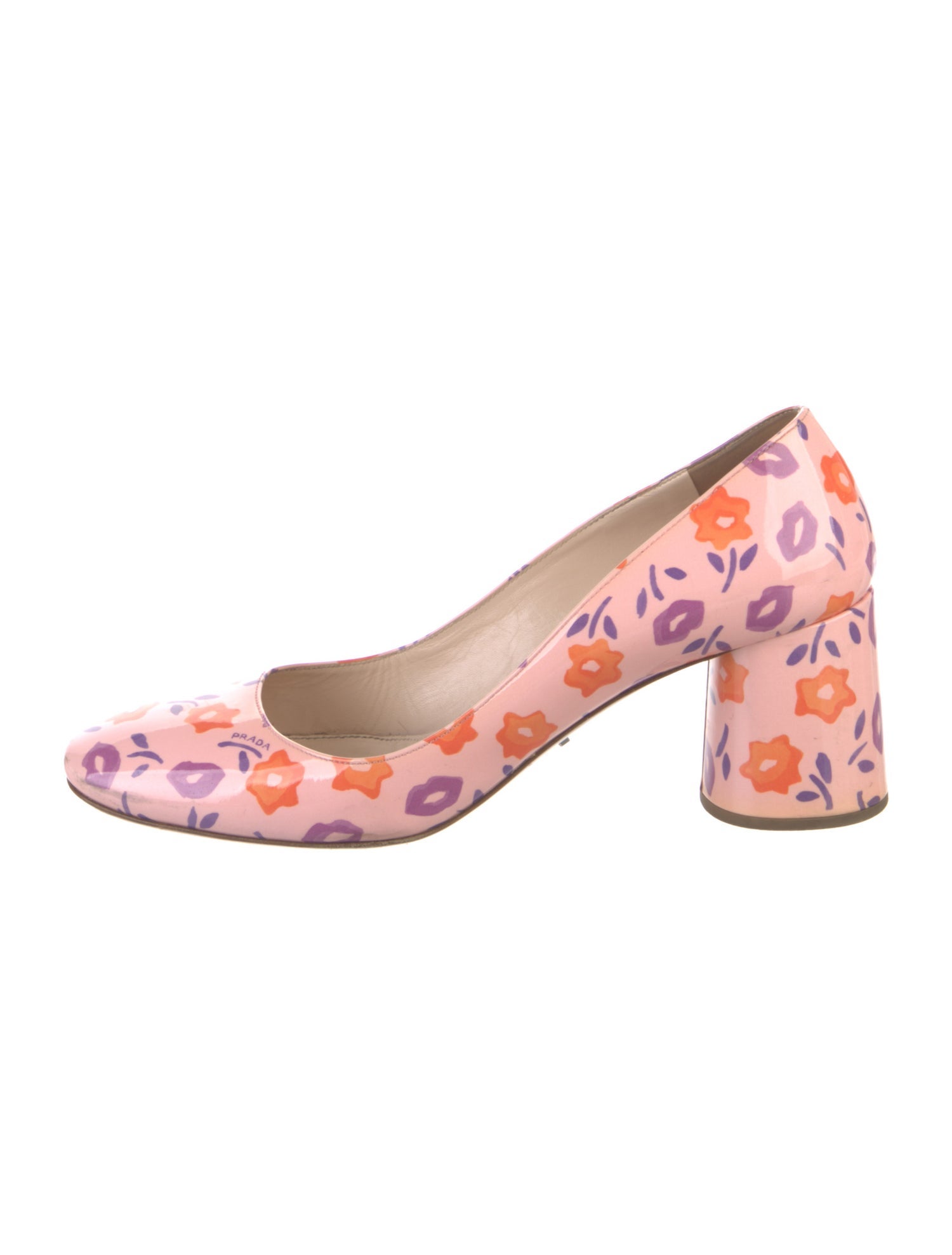Prada Patent Leather Floral Print Pumps