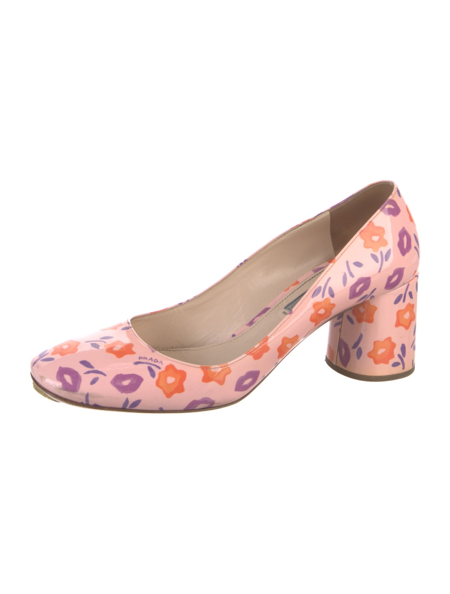 Prada Patent Leather Floral Print Pumps