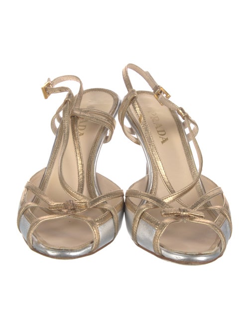 Prada Leather Colorblock Pattern Slingback Sandals