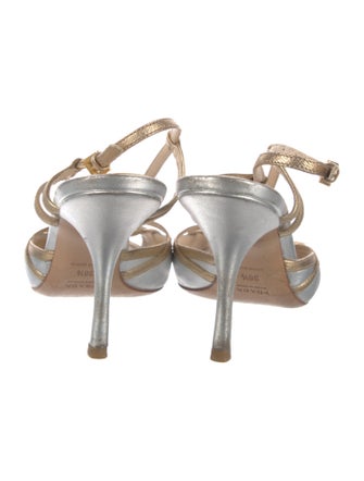 Prada Leather Colorblock Pattern Slingback Sandals