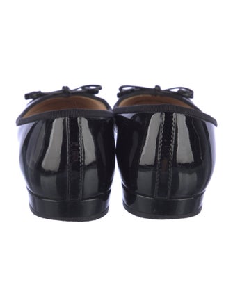 Prada Patent Leather Bow Accents Ballet Flats