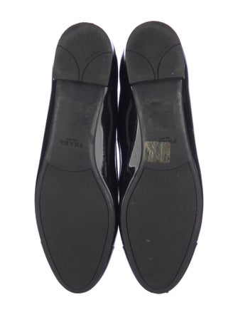 Prada Patent Leather Bow Accents Ballet Flats