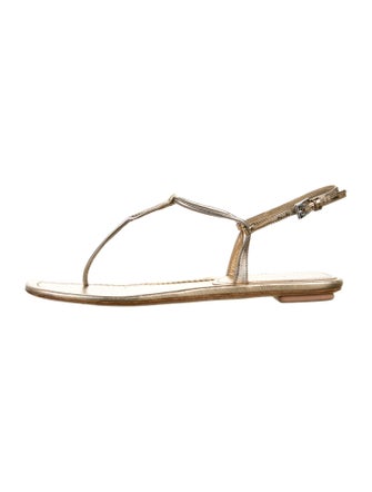 Prada Leather T-Strap Sandals