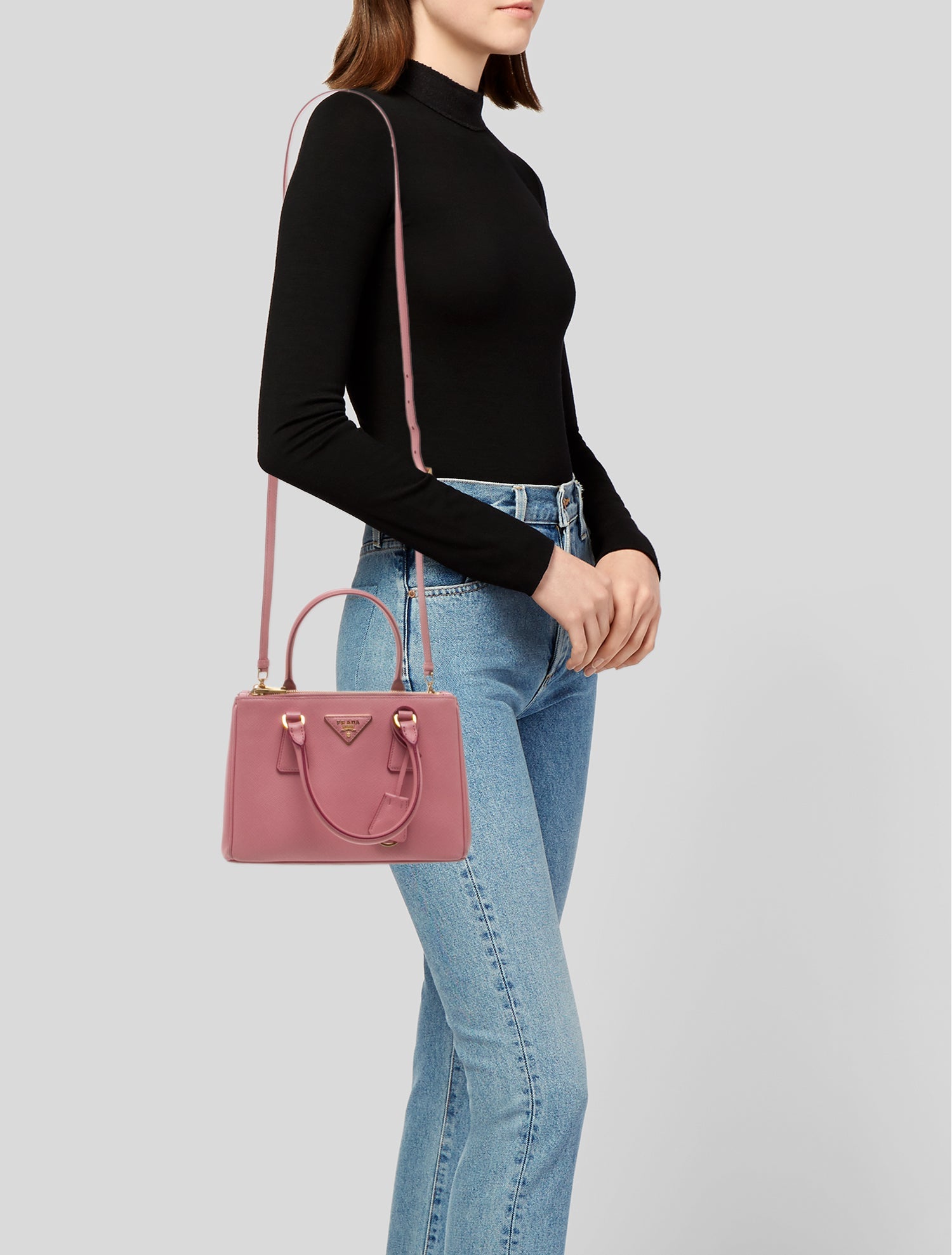 Prada Saffiano Lux Leather Galleria Double Zip Small